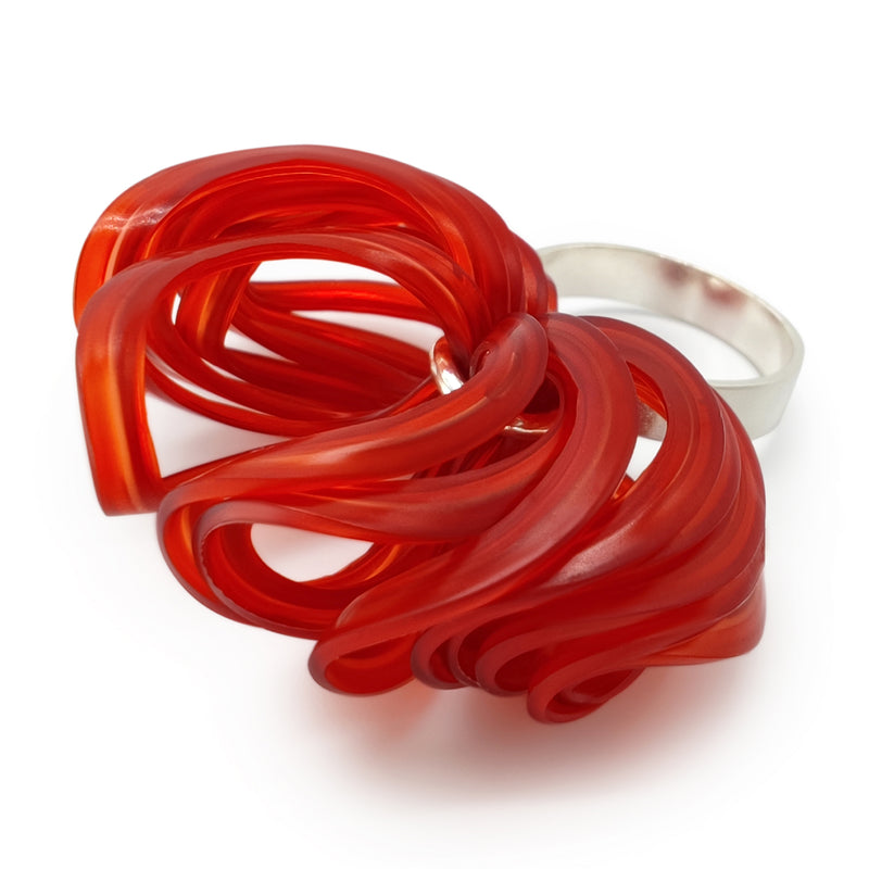 ANILLO ECOBLOOM - Hecho a mano - Ajustable - Plata de ley 925 - Plástico reciclado de los revestimientos de las tapas de botellas