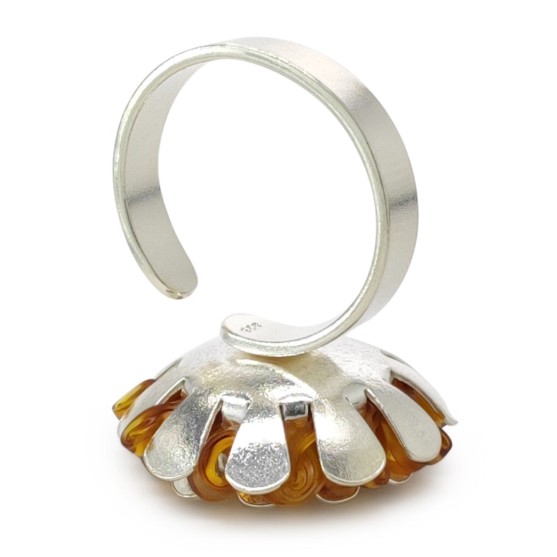 ANILLO ECOSOL - Hecho a mano - Ajustable - Plata de ley 925 - Plástico reciclado de los revestimientos de las tapas de botellas