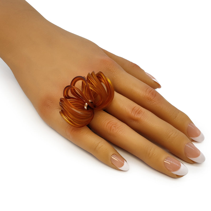 ANILLO ECOBLOOM - Hecho a mano - Ajustable - Plata de ley 925 - Plástico reciclado de los revestimientos de las tapas de botellas