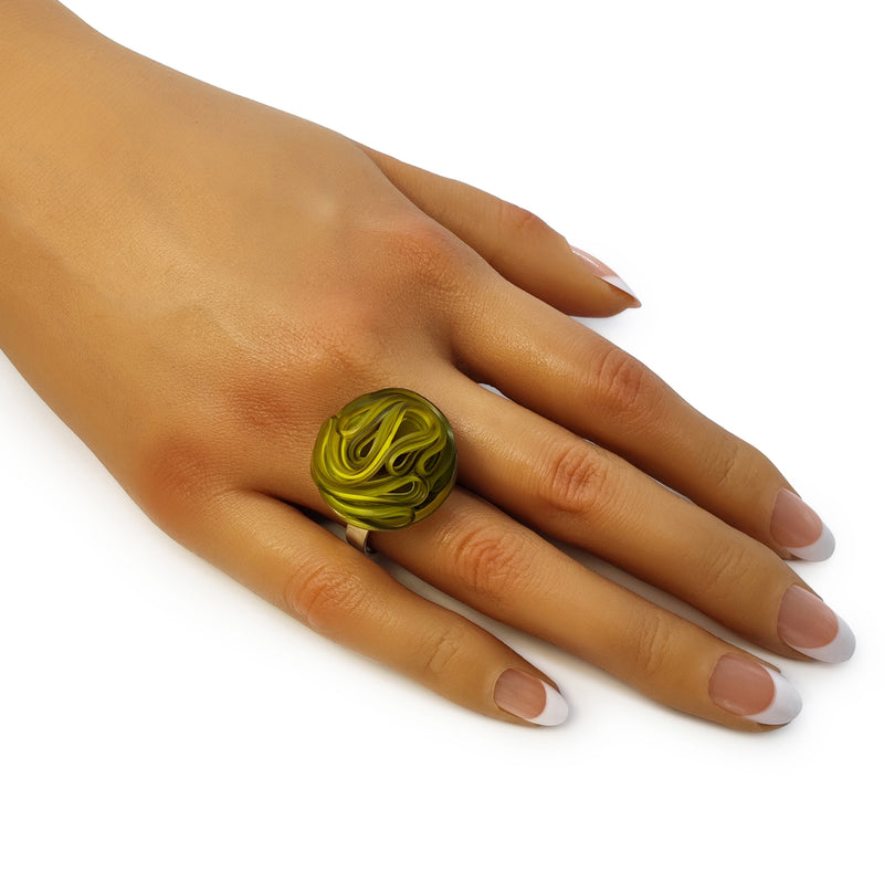ANILLO ECOTOPIA - Hecho a mano - Ajustable - Plata de ley 925 - Plástico reciclado de los revestimientos de las tapas de botellas