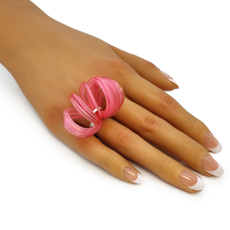 ANILLO ECOBLOOM - Hecho a mano - Ajustable - Plata de ley 925 - Plástico reciclado de los revestimientos de las tapas de botellas