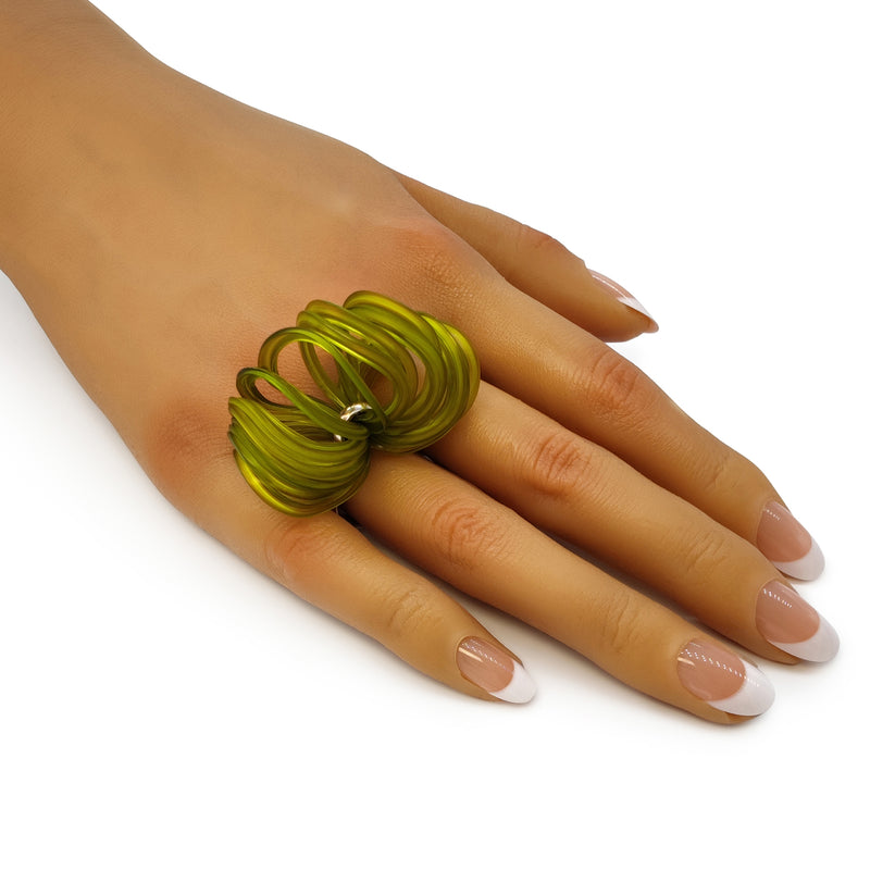 ANILLO ECOBLOOM - Hecho a mano - Ajustable - Plata de ley 925 - Plástico reciclado de los revestimientos de las tapas de botellas