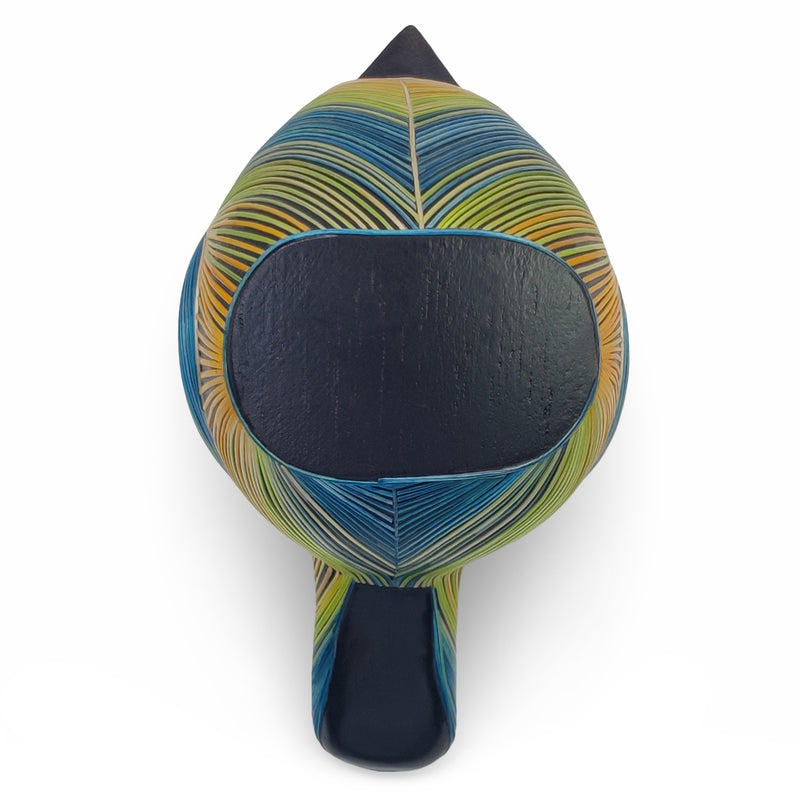 AVE DECORATIVA ANDINA - El arte del tamo - Madera decorada con paja de trigo y cebada (enchapado en tamo)