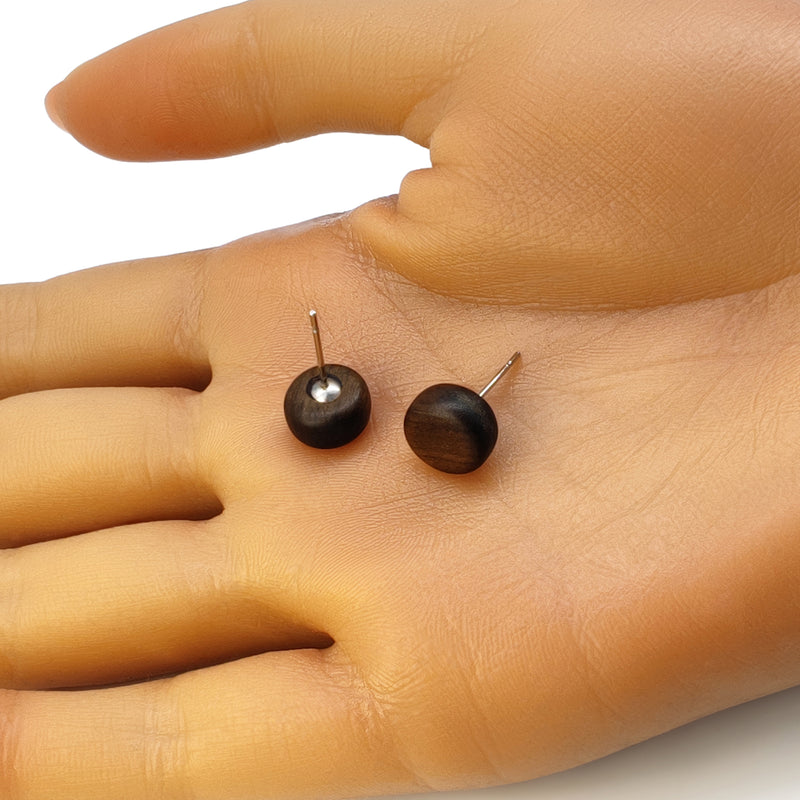 PENDIENTES WOODIE TRIO - Hechos a mano - Reversibles - Madera contrachapada de 3 capas cruzadas