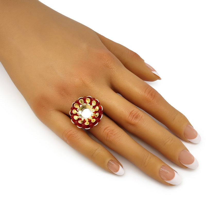 ANILLO ECOSOL - Hecho a mano - Ajustable - Plata de ley 925 y baño en oro de 24K - Plástico reciclado de los revestimientos de las tapas de botellas