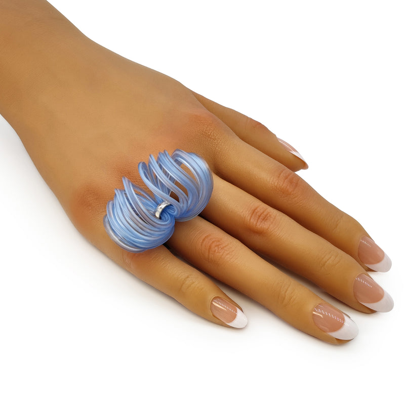 ANILLO ECOBLOOM - Hecho a mano - Ajustable - Plata de ley 925 - Plástico reciclado de los revestimientos de las tapas de botellas