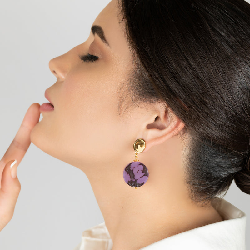 PENDIENTES SOLISE - Hechos a mano - Bañados en oro de 24 quilates - Tagua (marfil vegetal)