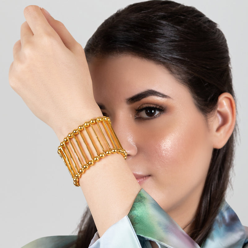 BRAZALETE ELEGANCIA - Hecho a mano - Bañado en oro de 24 quilates