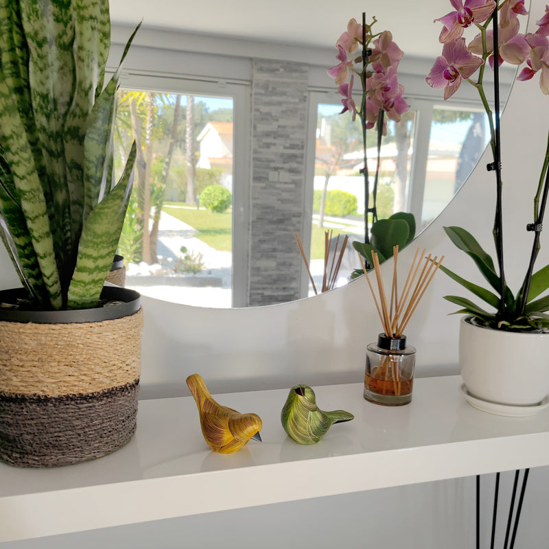 AVE DECORATIVA ANDINA - El arte del tamo - Madera decorada con paja de trigo y cebada (enchapado en tamo)