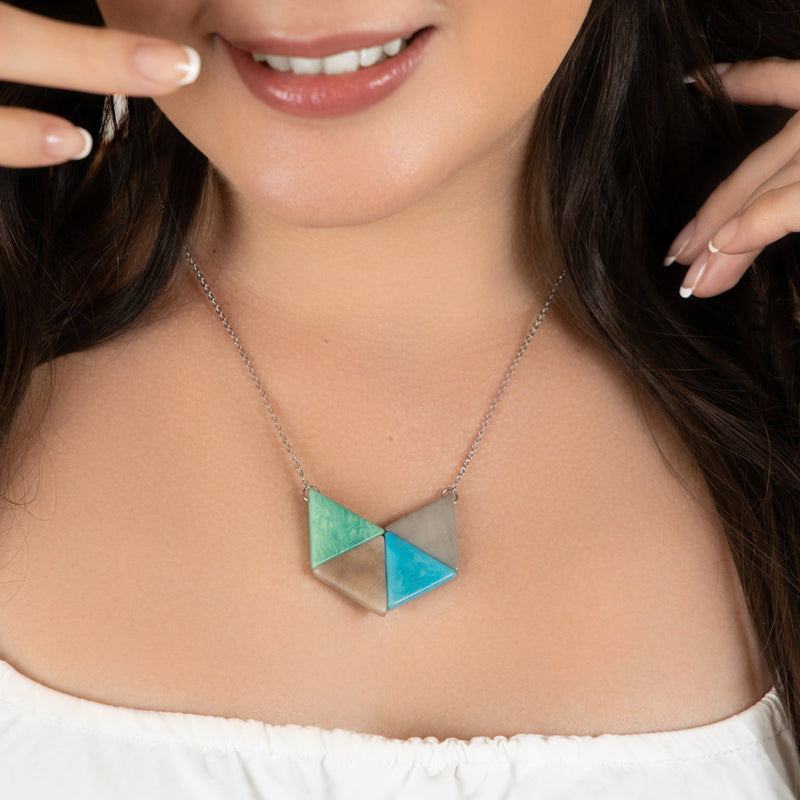 COLLAR LOZANGO - Hecho a mano - Acero inoxidable - Tagua (marfil vegetal)