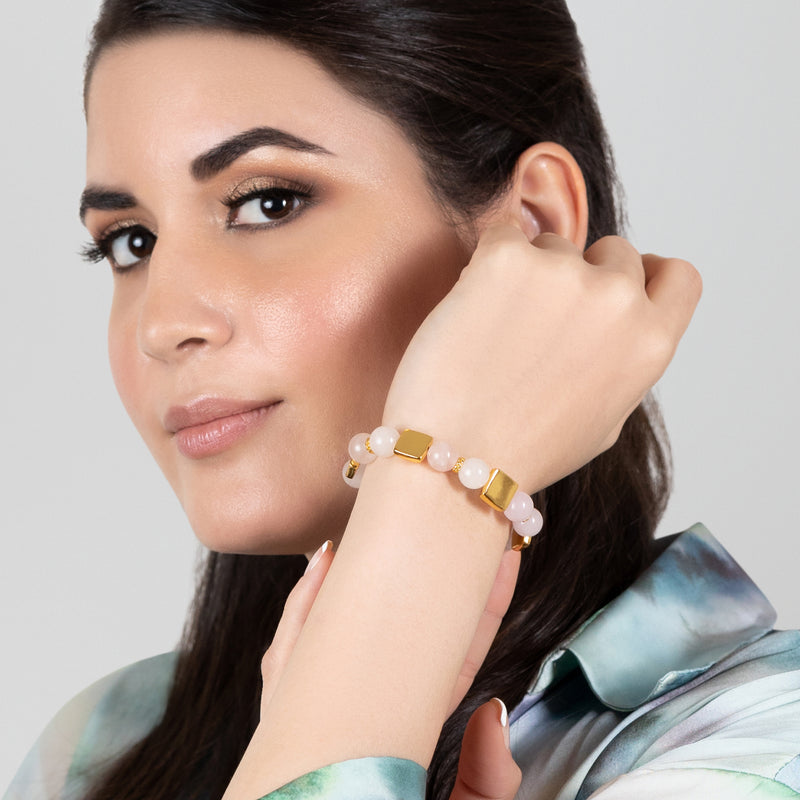 PULSERA QUIMBAYA - Hecha a mano - Bañada en oro de 24 quilates - Ágatas
