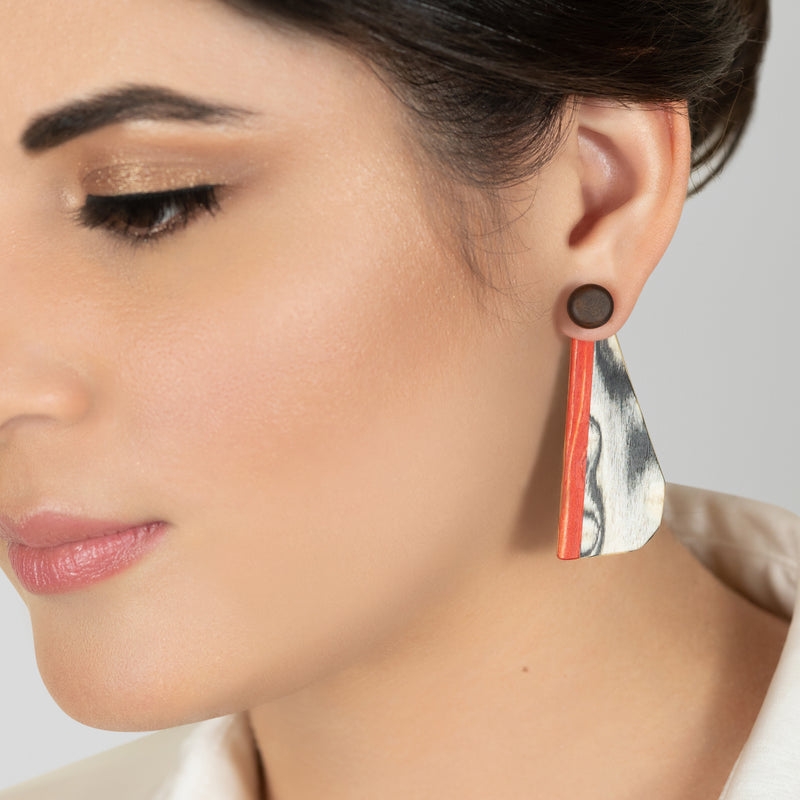 PENDIENTES WOODIE TRIO - Hechos a mano - Reversibles - Madera contrachapada de 3 capas cruzadas