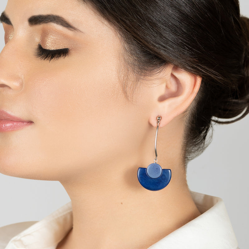 PENDIENTES LUNA - Hechos a mano - Acero inoxidable - Tagua (marfil vegetal)