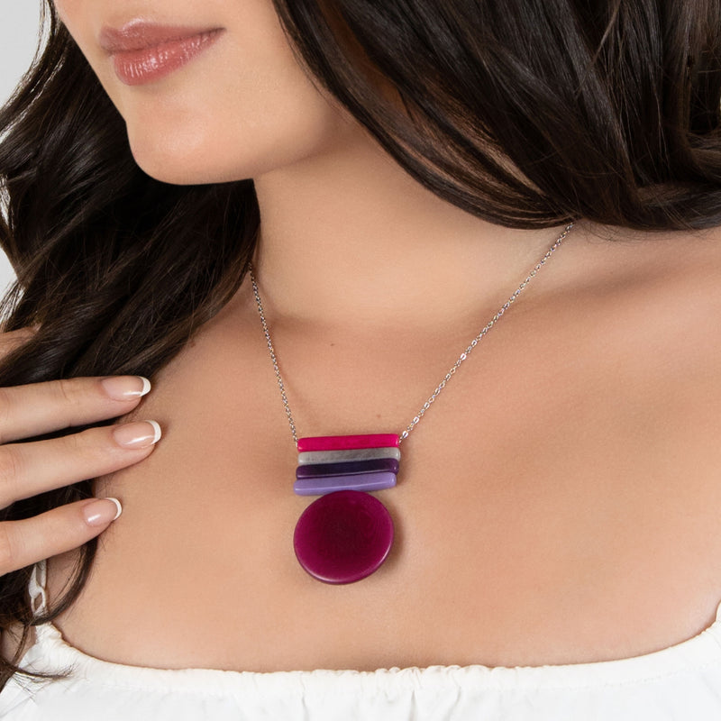 COLLAR SOLIÄ - Hecho a mano - Acero inoxidable - Tagua (marfil vegetal)