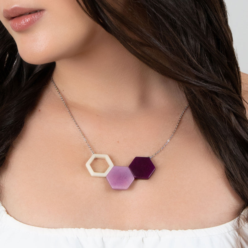 COLLAR TRIPTYCH - Hecho a mano - Acero inoxidable - Tagua (marfil vegetal)