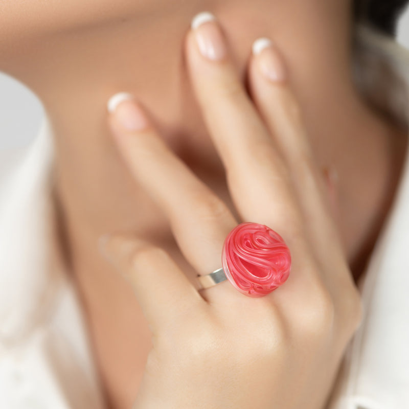 ANILLO ECOTOPIA - Hecho a mano - Ajustable - Plata de ley 925 - Plástico reciclado de los revestimientos de las tapas de botellas