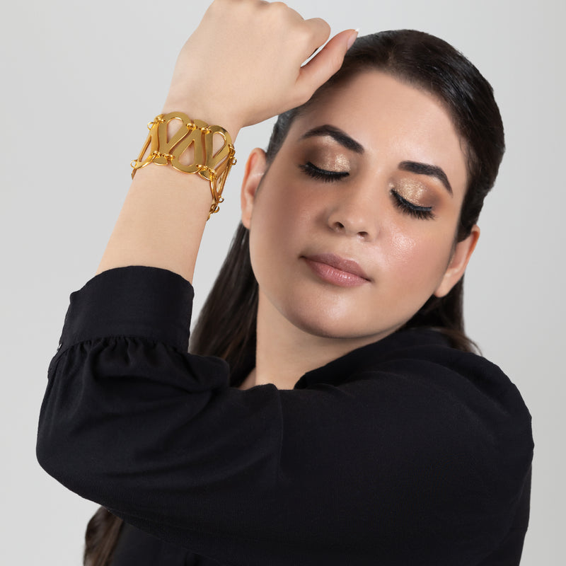 BRAZALETE SERPENTINO - Hecho a mano - Bañado en oro de 24 quilates