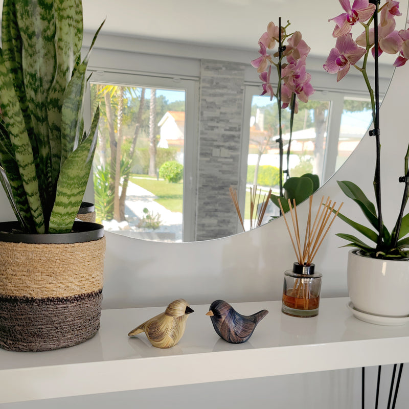 AVE DECORATIVA ANDINA - El arte del tamo - Madera decorada con paja de trigo y cebada (enchapado en tamo)
