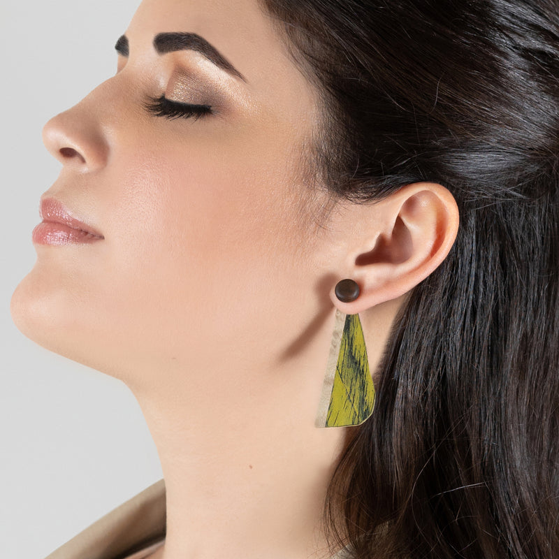 PENDIENTES WOODIE TRIO - Hechos a mano - Reversibles - Madera contrachapada de 3 capas cruzadas