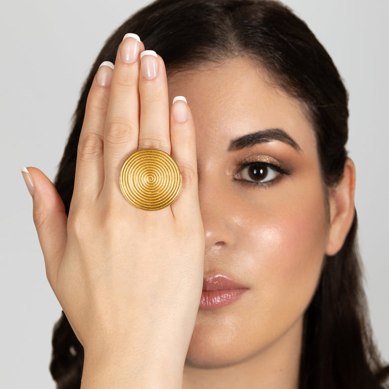 ANILLO CYCLO - Hecho a mano - Bañado en oro de 24 quilates