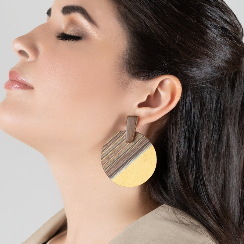 PENDIENTES WOODIE SOL - Hechos a mano - Madera contrachapada de 3 capas cruzadas
