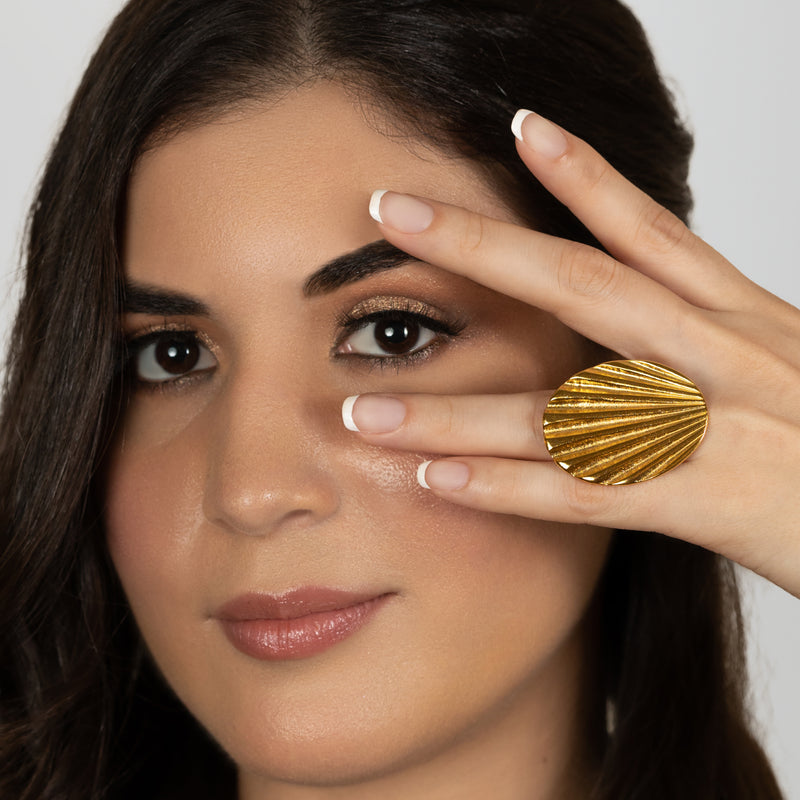 ANILLO ISLA - Hecho a mano - Bañado en oro de 24 quilates