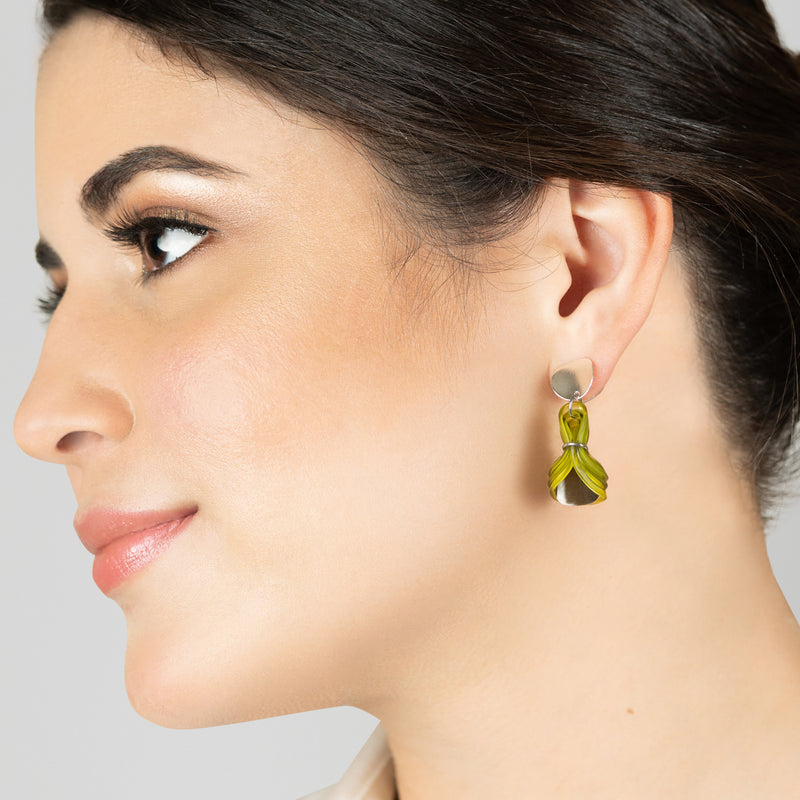 PENDIENTES ECOGLOW - Hechos a mano - Plata de ley 925 - Plástico reciclado de los revestimientos de las tapas de botellas