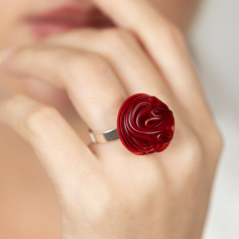 ANILLO ECOTOPIA - Hecho a mano - Ajustable - Plata de ley 925 - Plástico reciclado de los revestimientos de las tapas de botellas
