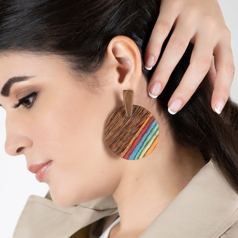 PENDIENTES WOODIE SOL - Hechos a mano - Madera contrachapada de 3 capas cruzadas