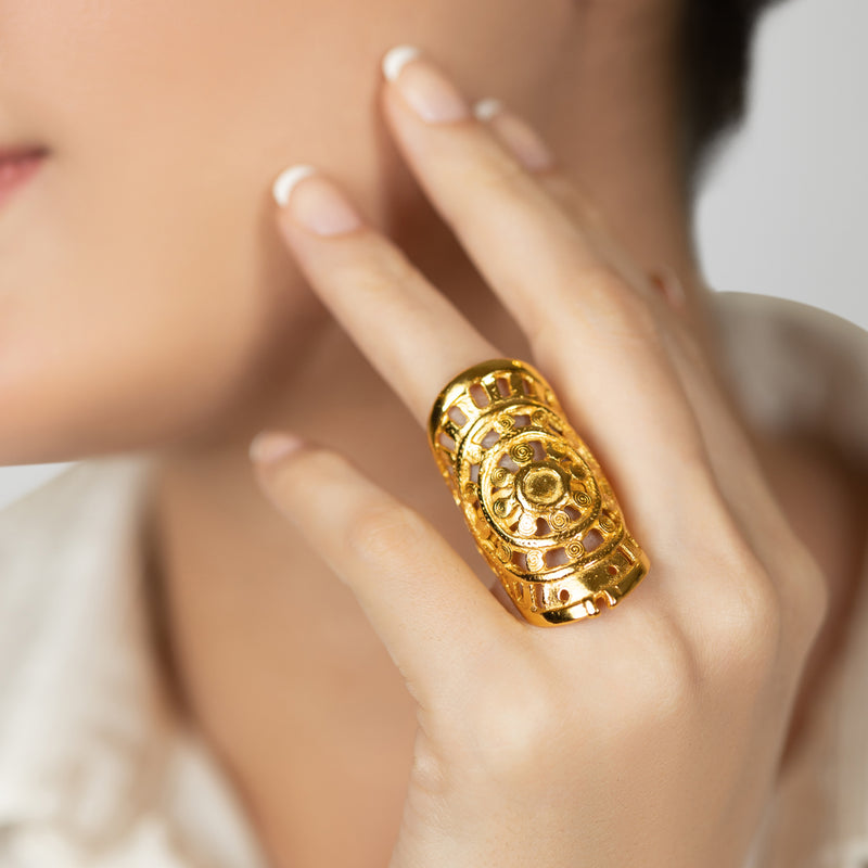ANILLO RONDA - Hecho a mano - Bañado en oro de 24 quilates
