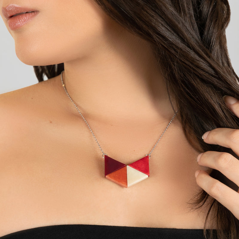 COLLAR LOZANGO - Hecho a mano - Acero inoxidable - Tagua (marfil vegetal)