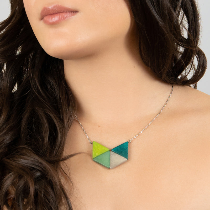 COLLAR LOZANGO - Hecho a mano - Acero inoxidable - Tagua (marfil vegetal)