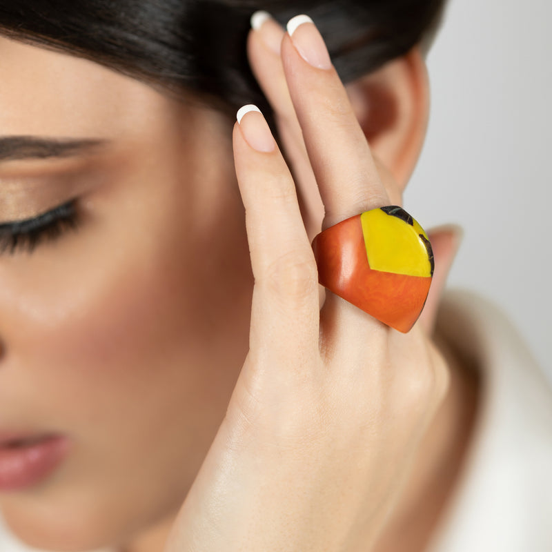 ANILLO GÉNESIS CURVO - Hecho a mano - Tagua (marfil vegetal)