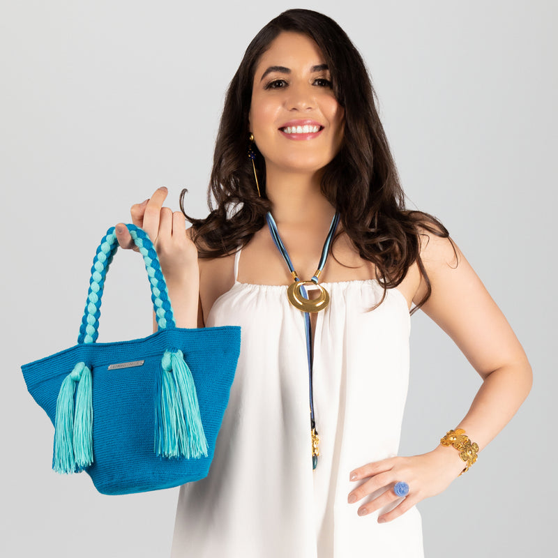 BOLSO WAYUU UMAKI - Tamaño MINI - Tejido manualmente a ganchillo por mujeres de la comunidad indígena Wayuu en La Guajira (Colombia)