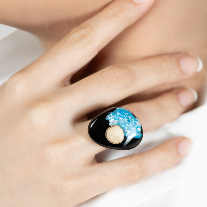 ANILLO NATÜA - Hecho a mano - Ajustable - Maíz blanco triturado, madera recuperada