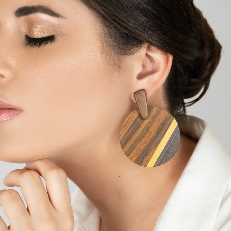 PENDIENTES WOODIE SOL - Hechos a mano - Madera contrachapada de 3 capas cruzadas