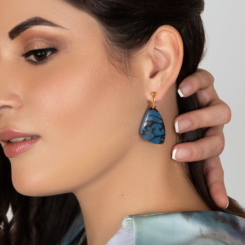 PENDIENTES MARIPOSA - Hechos a mano - Bañados en oro de 24 quilates - Tagua (marfil vegetal)