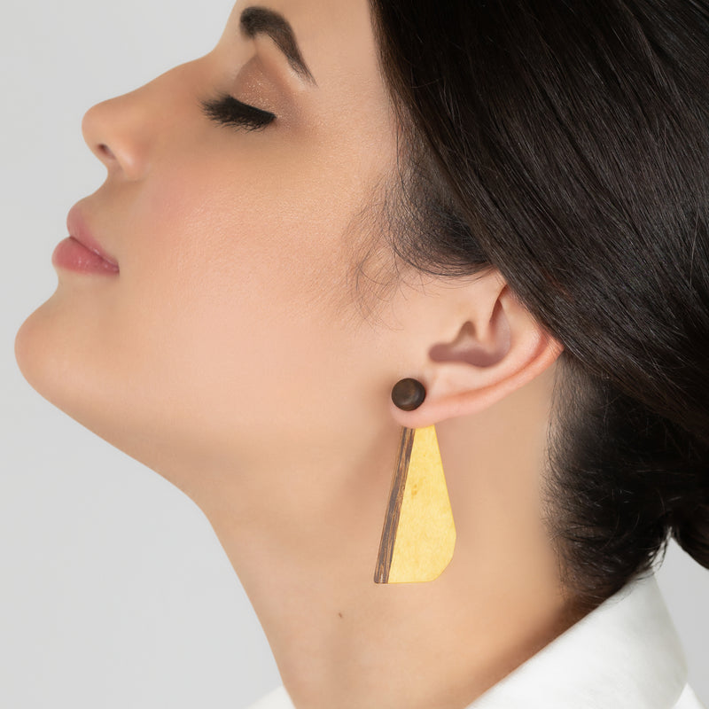 PENDIENTES WOODIE TRIO - Hechos a mano - Reversibles - Madera contrachapada de 3 capas cruzadas