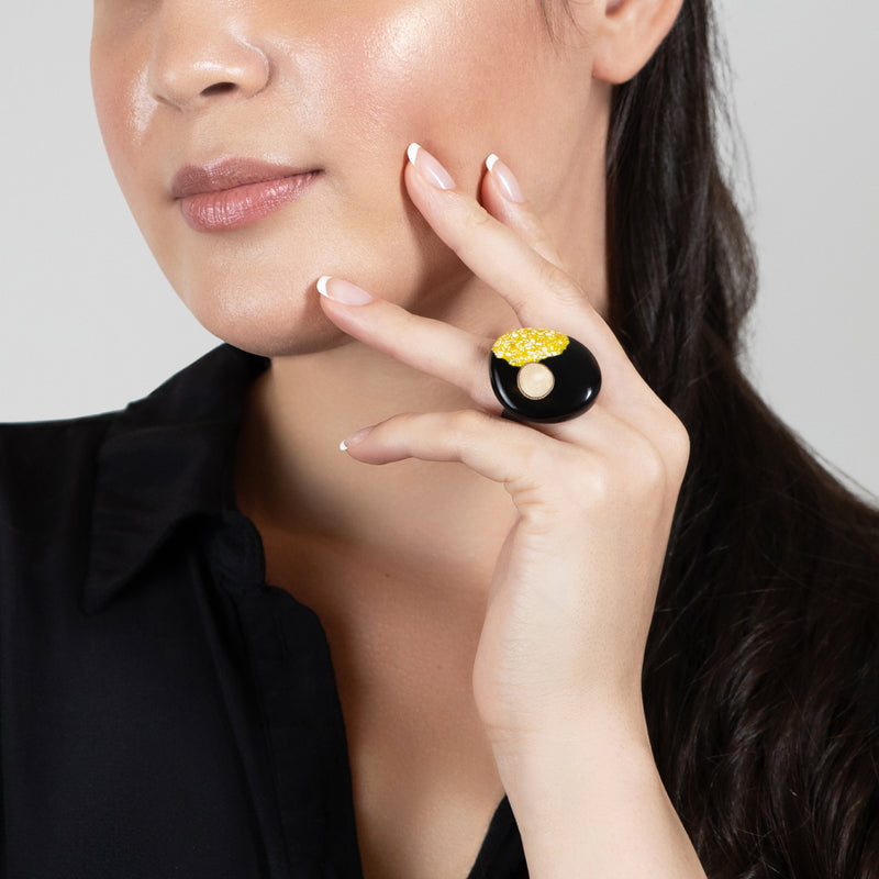 ANILLO NATÜA - Hecho a mano - Ajustable - Cáscaras de huevo trituradas, madera recuperada