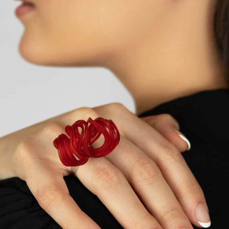 ANILLO ECOBLOOM - Hecho a mano - Ajustable - Plata de ley 925 - Plástico reciclado de los revestimientos de las tapas de botellas