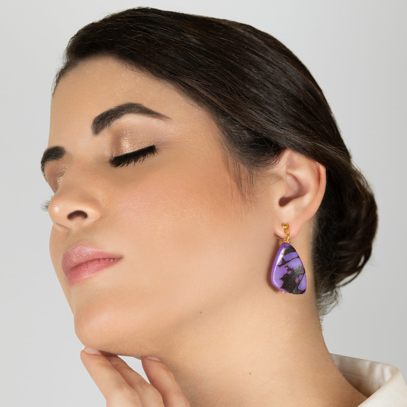 PENDIENTES MARIPOSA - Hechos a mano - Bañados en oro de 24 quilates - Tagua (marfil vegetal)