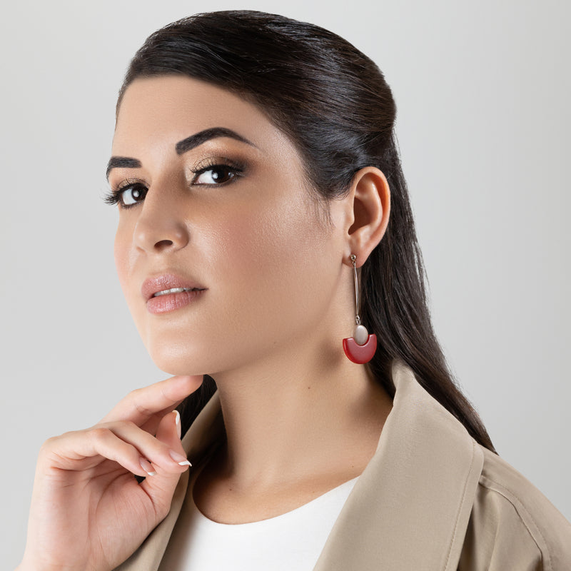PENDIENTES LUNA - Hechos a mano - Acero inoxidable - Tagua (marfil vegetal)