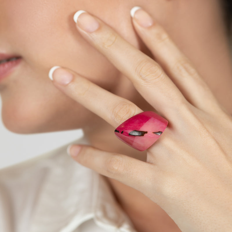ANILLO GÉNESIS CURVO - Hecho a mano - Tagua (marfil vegetal)