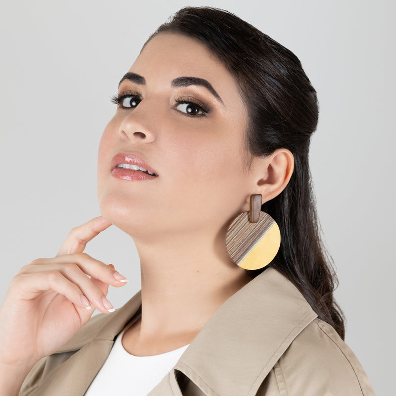 PENDIENTES WOODIE SOL - Hechos a mano - Madera contrachapada de 3 capas cruzadas