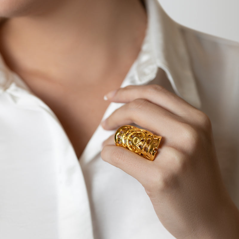 ANILLO RONDA - Hecho a mano - Bañado en oro de 24 quilates