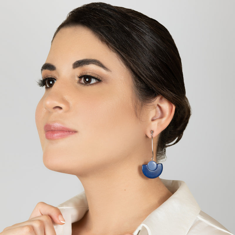 PENDIENTES LUNA - Hechos a mano - Acero inoxidable - Tagua (marfil vegetal)