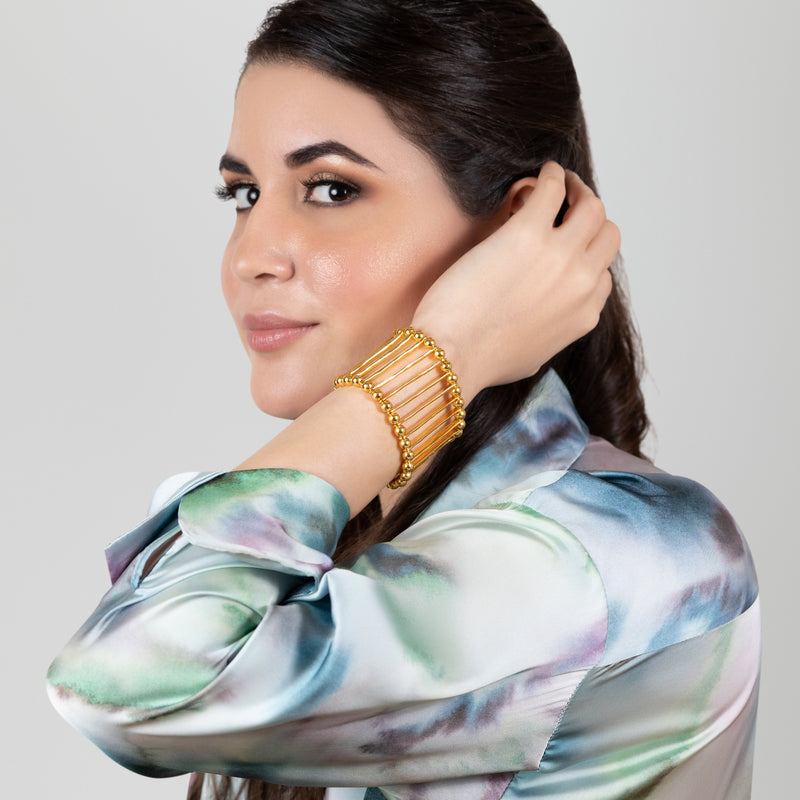 BRAZALETE ELEGANCIA - Hecho a mano - Bañado en oro de 24 quilates