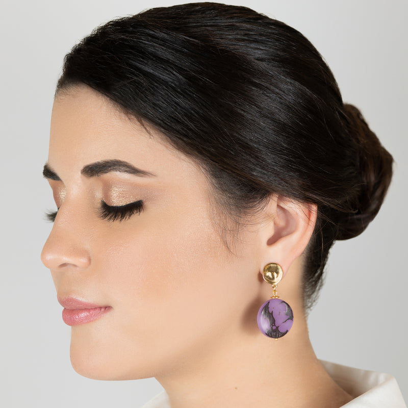PENDIENTES SOLISE - Hechos a mano - Bañados en oro de 24 quilates - Tagua (marfil vegetal)
