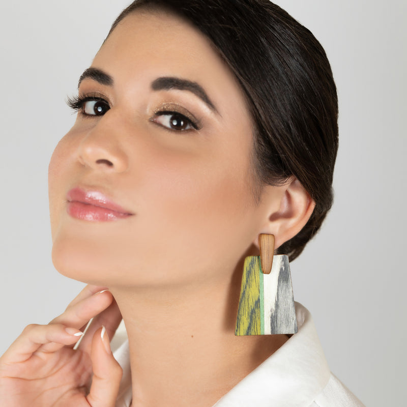 PENDIENTES WOODIE TRAPEZE - Hechos a mano - Madera contrachapada de 3 capas cruzadas