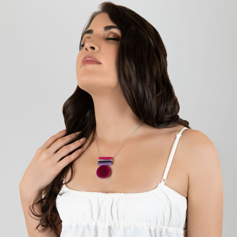 COLLAR SOLIÄ - Hecho a mano - Acero inoxidable - Tagua (marfil vegetal)